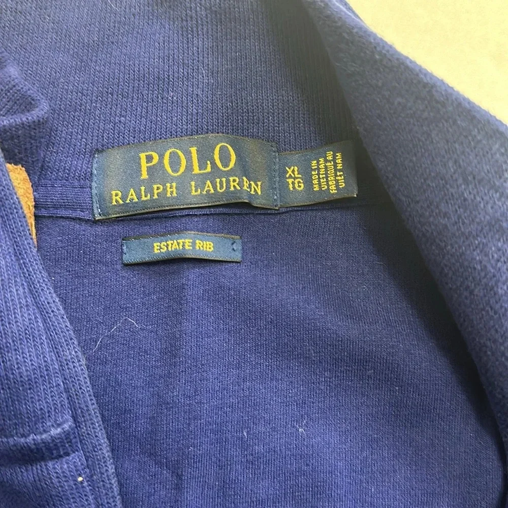 Polo Ralph Lauren Men's XL Estate Rib‎ 1/4 Zip Long Sleeve Pullover Blue READ